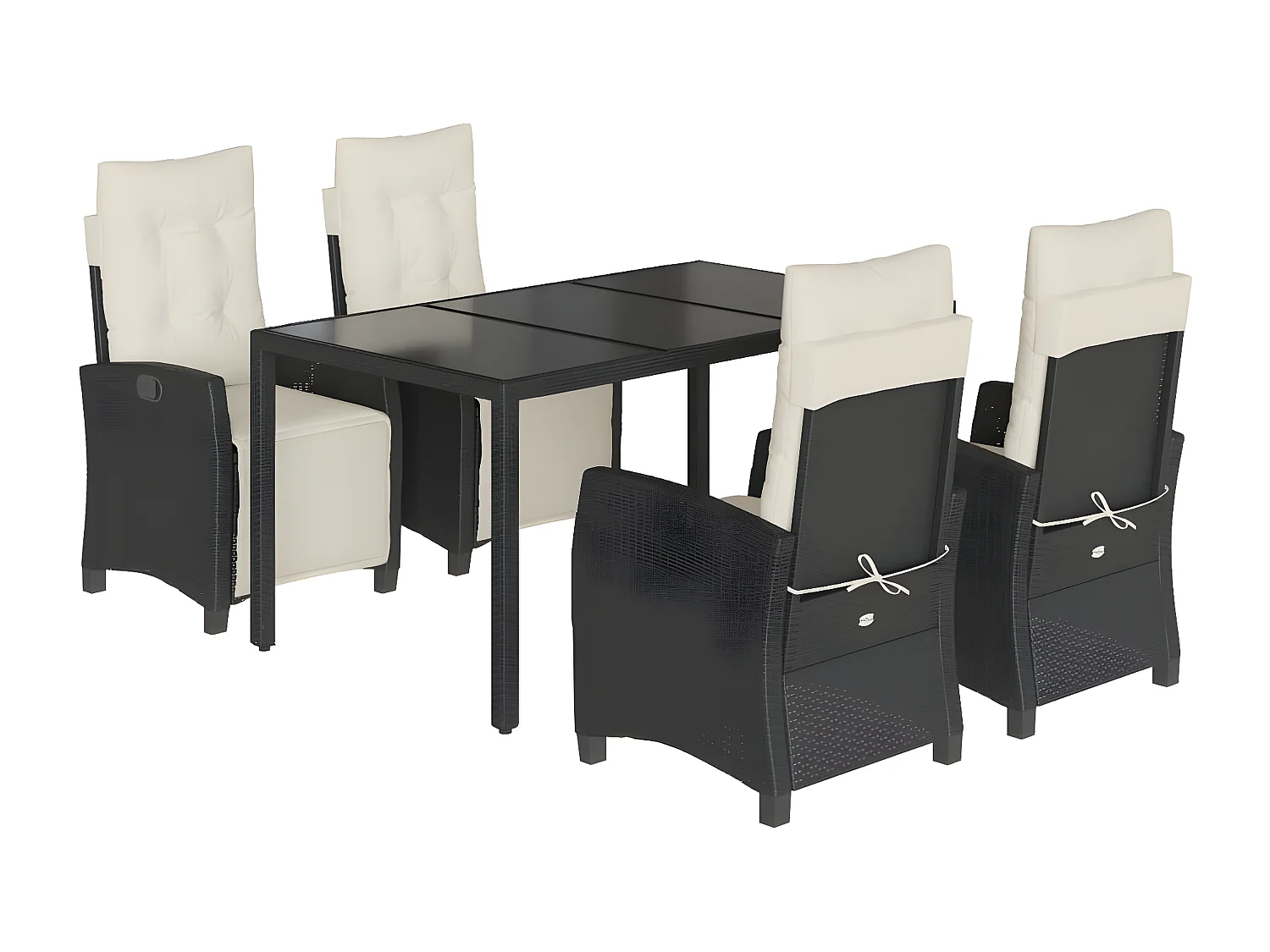 Ensemble à manger de jardin coussins 5pcs Noir Résine tressée BE89919