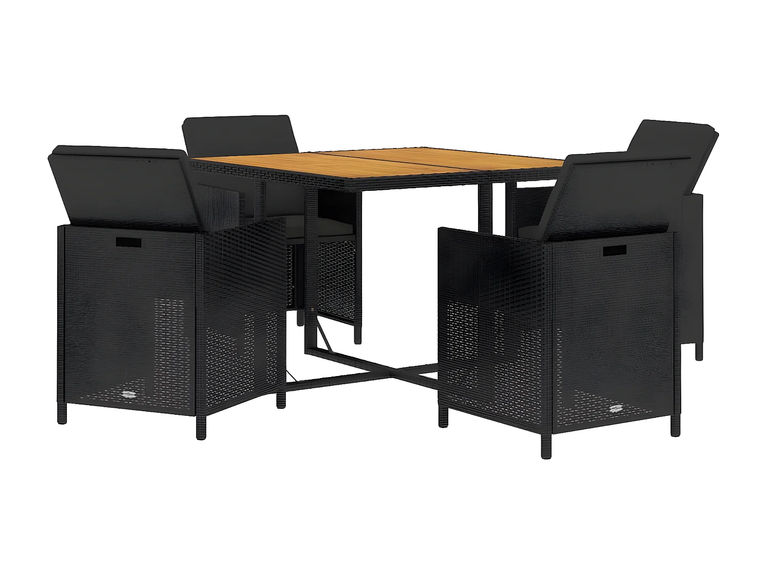 Salle à manger de jardin et coussins 5pcs Résine tressée Noir BE31721