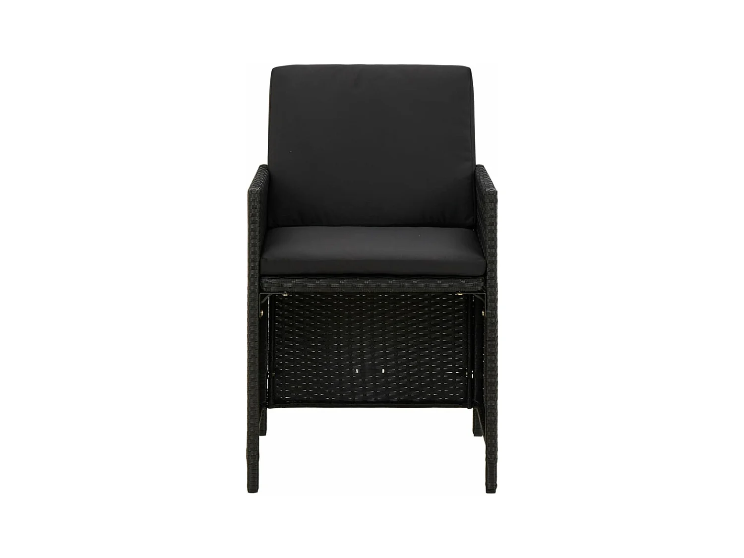 5-tlg. Garten-Essgruppe,Gartensitzgruppe mit Kissen Poly Rattan Schwarz -gkd37298