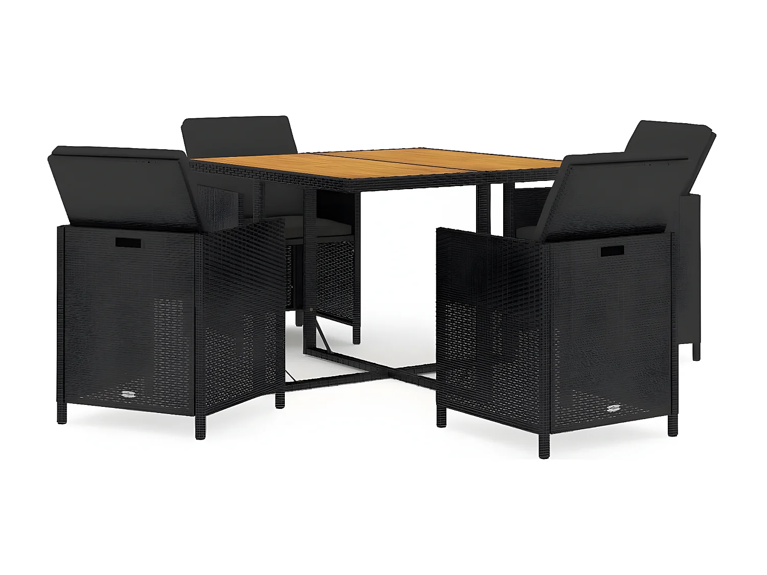 Salle à manger de jardin et coussins 5pcs Résine tressée Noir BE31721