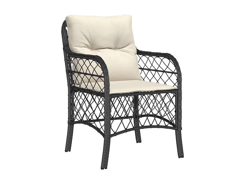 5-tlg. Garten-Essgruppe,Gartensitzgruppe mit Kissen Schwarz Poly Rattan -gkd83513