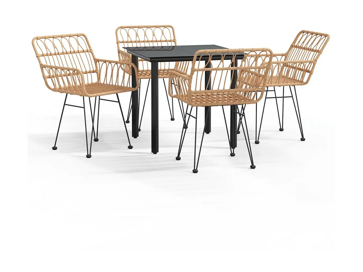 Ensemble à manger de jardin 5pcs Résine tressée BE92817