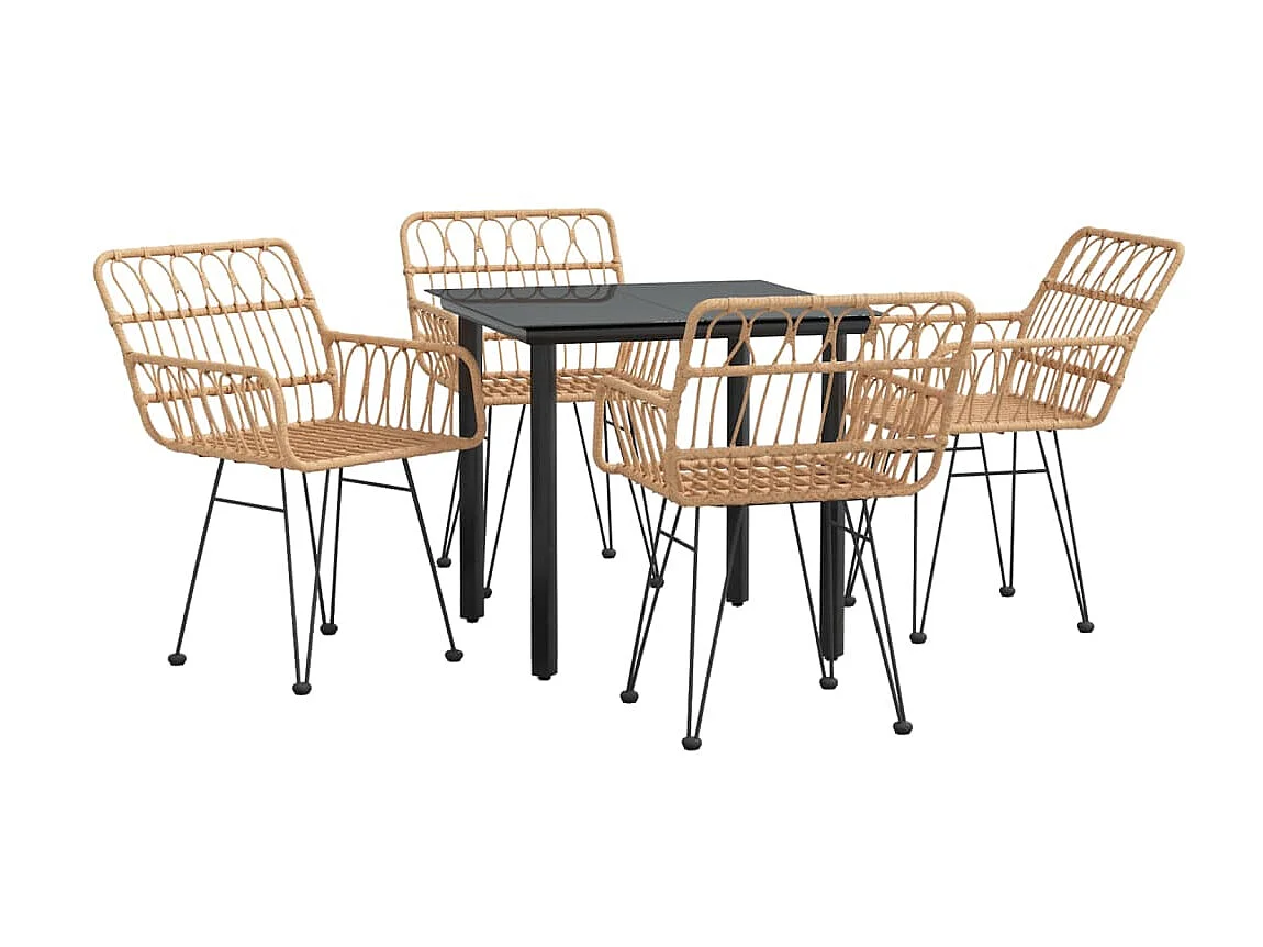 5-tlg. Garten-Essgruppe,Gartensitzgruppe Poly Rattan -gkd80243