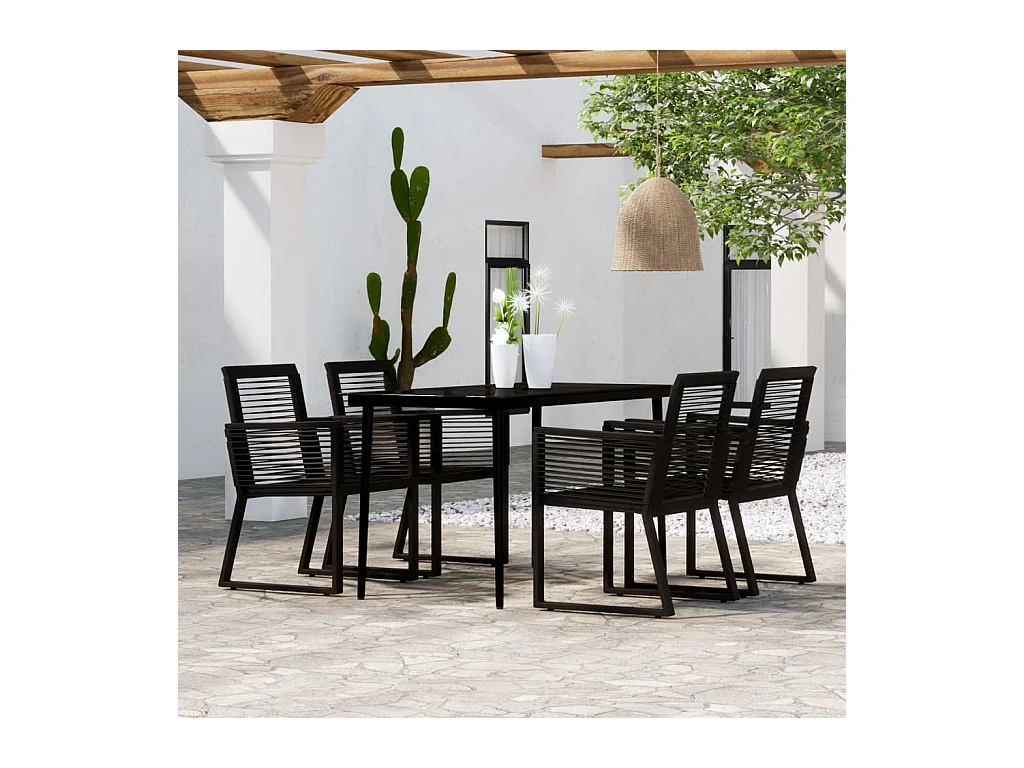 5-tlg. Garten-Essgruppe,Gartensitzgruppe Schwarz -gkd11182