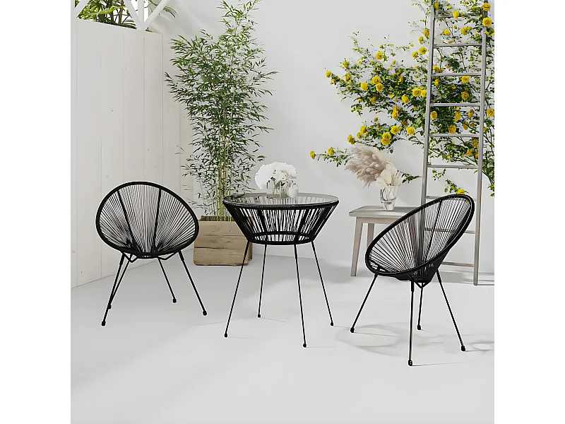Ensemble à manger de jardin 3 pcs Noir BE77297