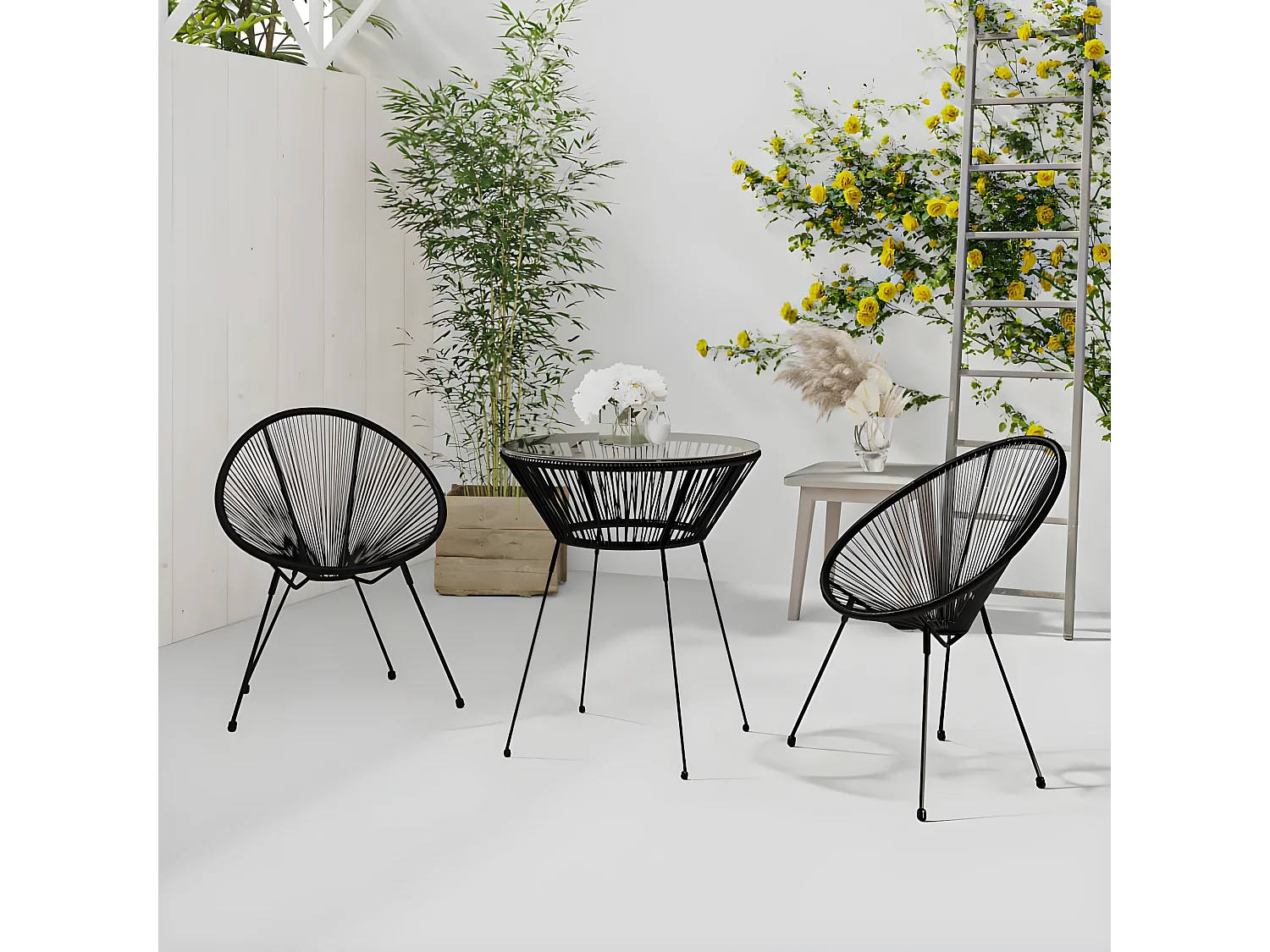Ensemble à manger de jardin 3 pcs Noir BE77297