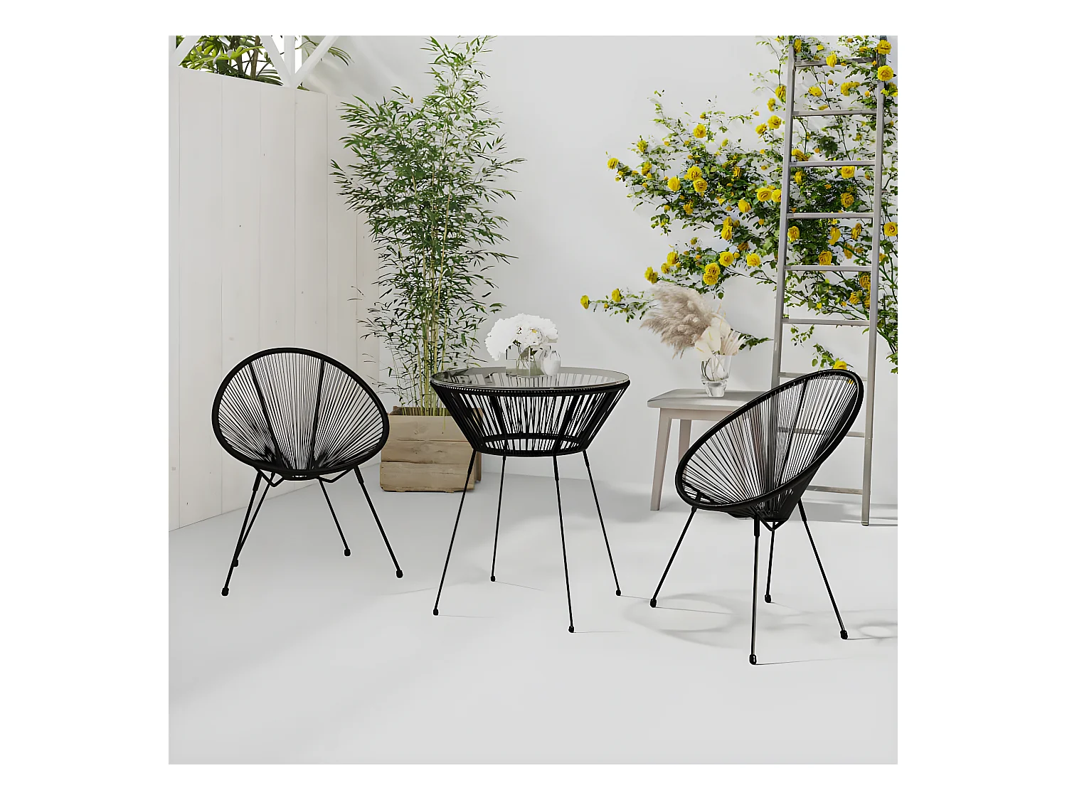 Ensemble à manger de jardin 3 pcs Noir BE77297