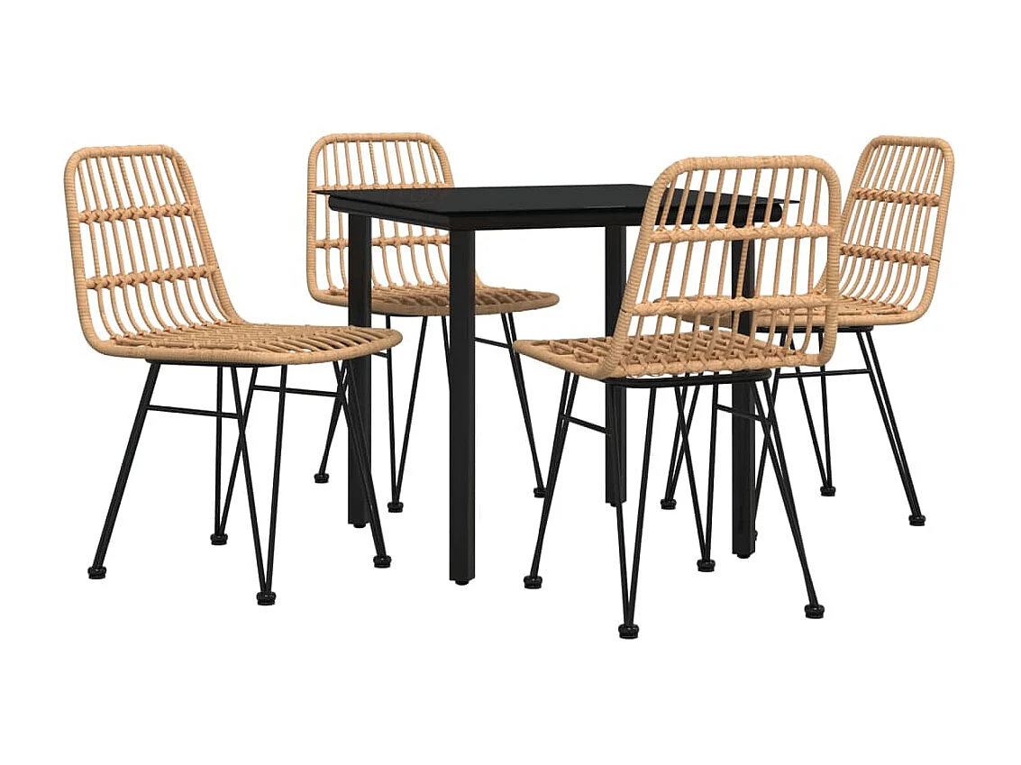 5-tlg. Garten-Essgruppe,Gartensitzgruppe Poly Rattan -gkd15613