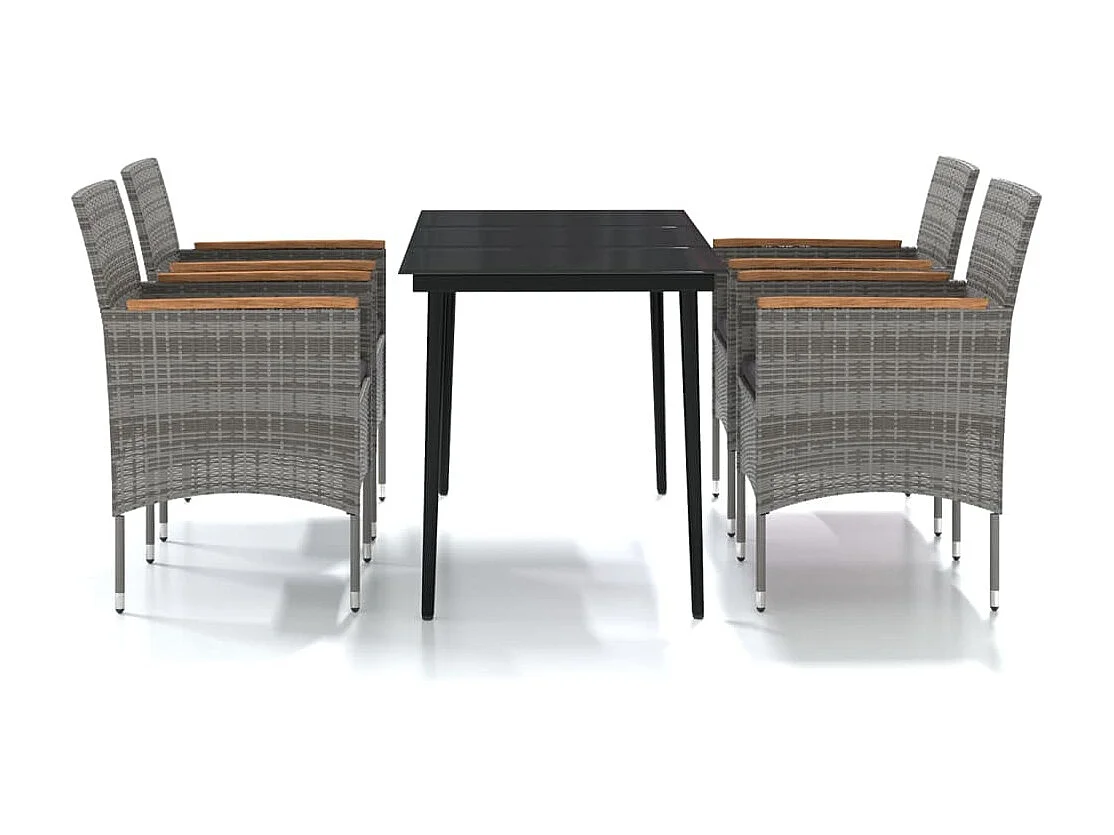 Ensemble à manger de jardin et coussins 5pcs Gris/noir GFDF99025