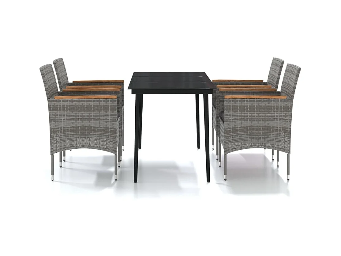 5-tlg. Garten-Essgruppe,Gartensitzgruppe mit Kissen Grau und Schwarz -gkd64660