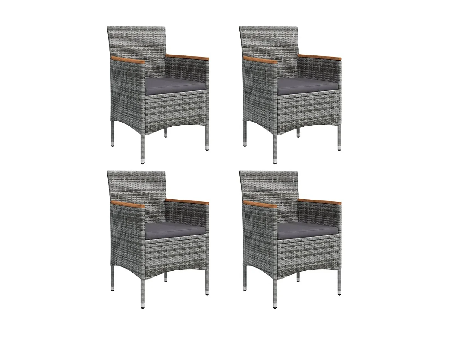 5-tlg. Garten-Essgruppe,Gartensitzgruppe mit Kissen Grau und Schwarz -gkd88881