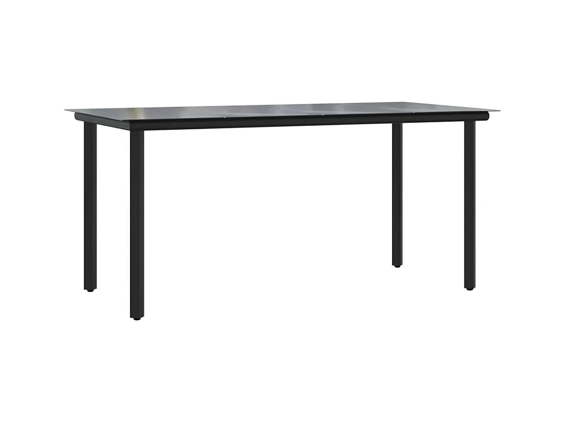 7-tlg. Garten-Essgruppe,Gartensitzgruppe Schwarz Stahl und Textilene -gkd79722