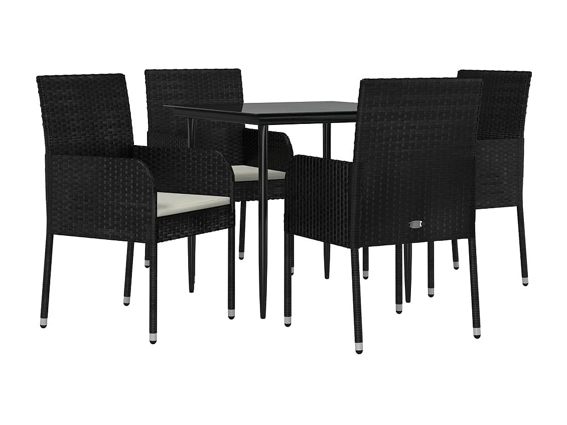 Ensemble à manger de jardin coussins 5pcs Noir Résine tressée BE90949