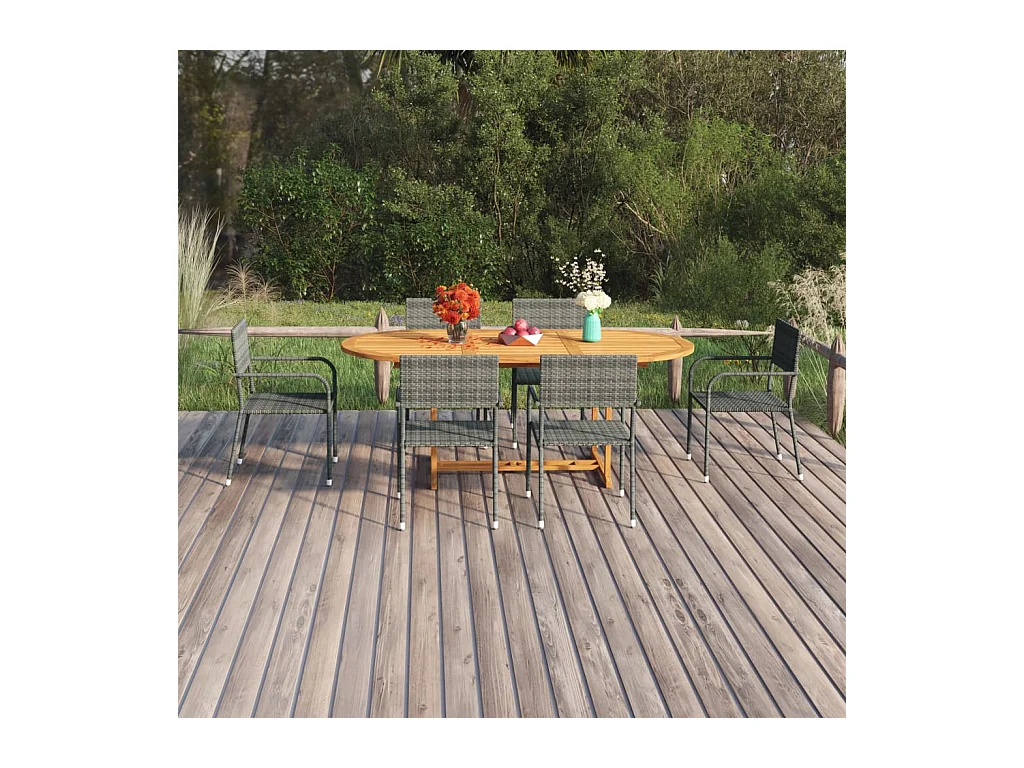 Ensemble à dîner de jardin 7 pcs Résine tressée Anthracite BE17476