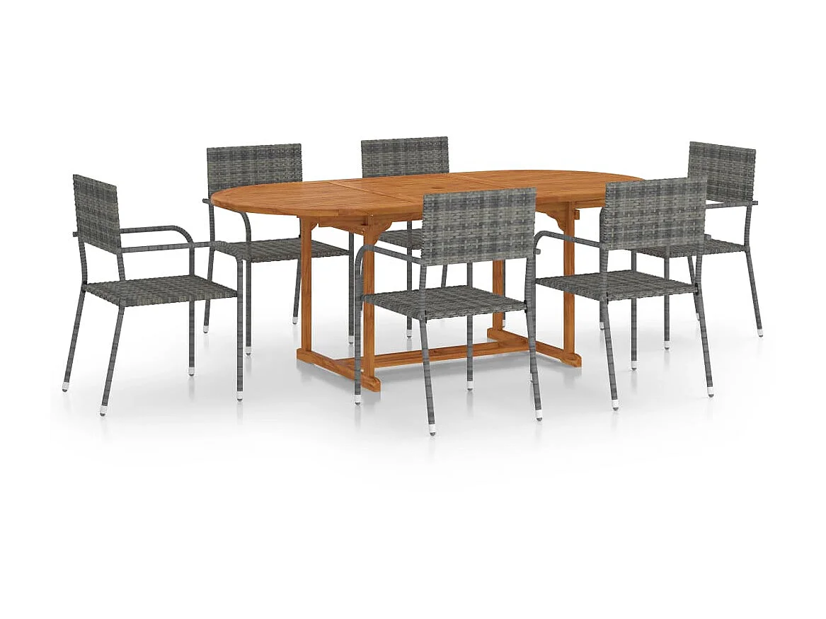 Ensemble à dîner de jardin 7 pcs Résine tressée Anthracite BE17476