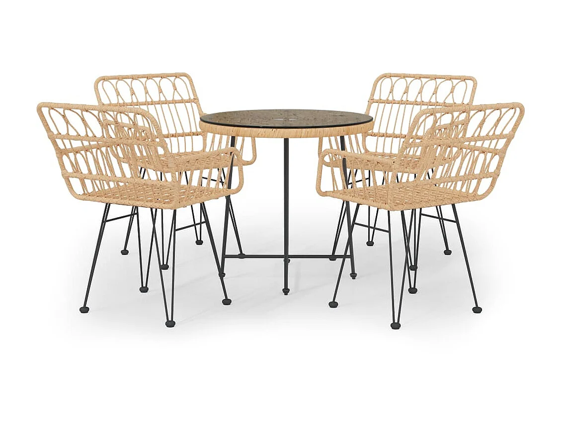 5-tlg. Garten-Essgruppe,Gartensitzgruppe Poly Rattan -gkd97118