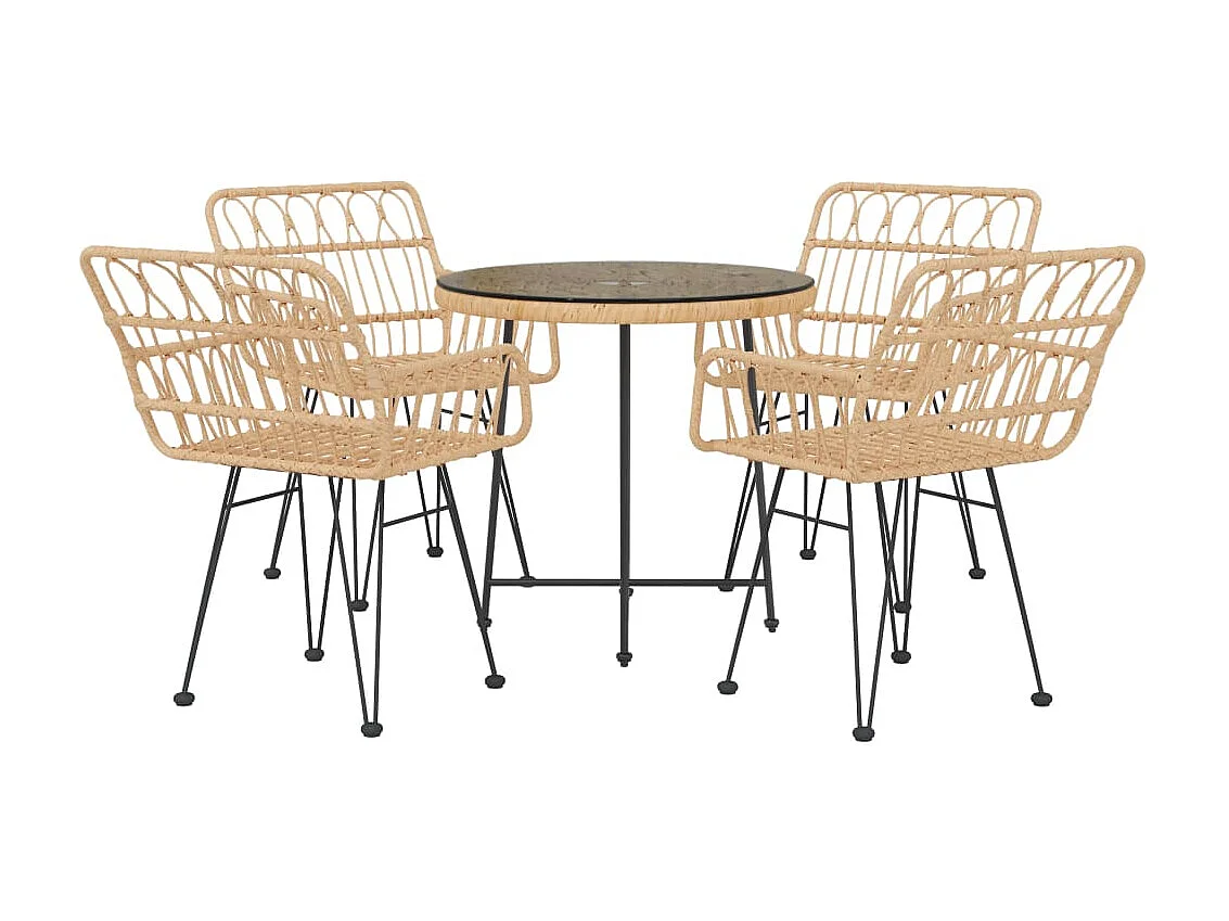 5-tlg. Garten-Essgruppe,Gartensitzgruppe Poly Rattan -gkd97118