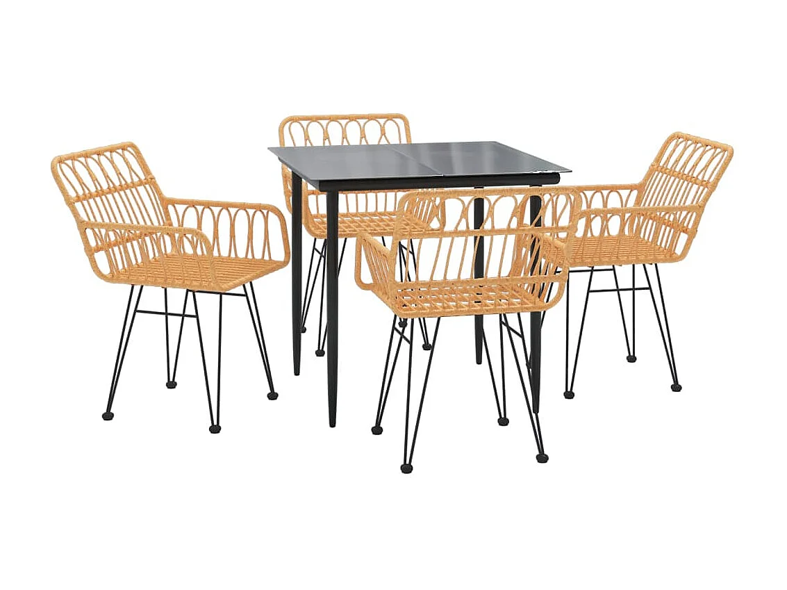 5-tlg. Garten-Essgruppe,Gartensitzgruppe Poly Rattan -gkd74262