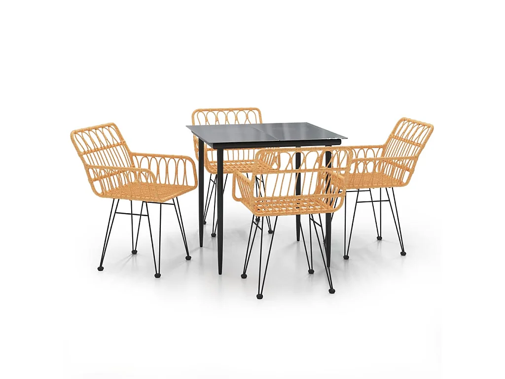 5-tlg. Garten-Essgruppe,Gartensitzgruppe Poly Rattan -gkd74262