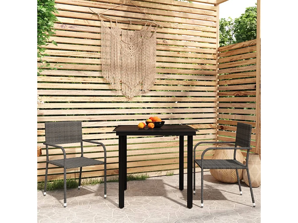 Comedor de jardín 3 piezas gris YOE39042