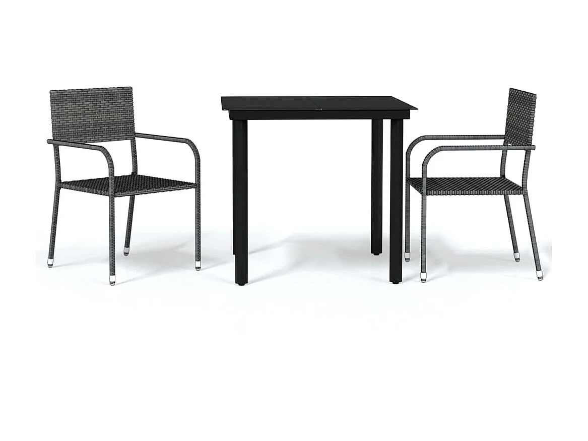 Comedor de jardín 3 piezas gris YOE39042