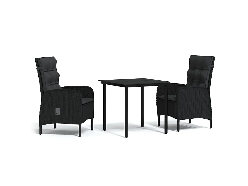 Salle à manger de jardin avec coussins 3 pcs Noir BE51433