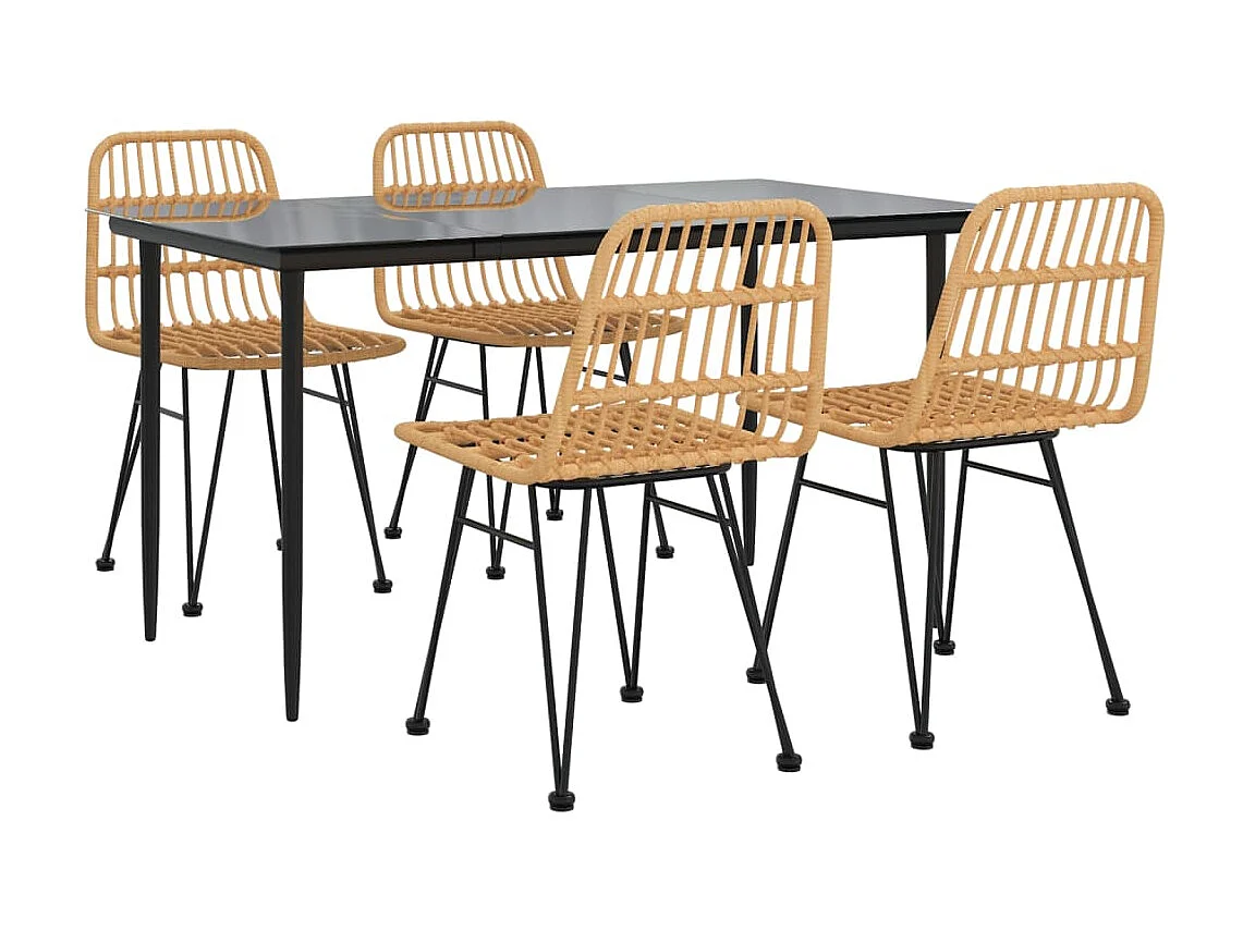 5-tlg. Garten-Essgruppe,Gartensitzgruppe Poly Rattan -gkd15167