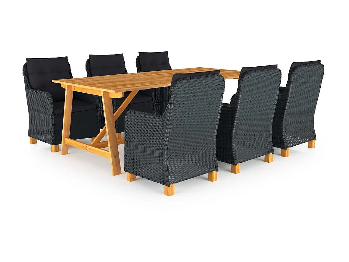 Ensemble de salle à manger de jardin 7 pcs Gris foncé BE93434