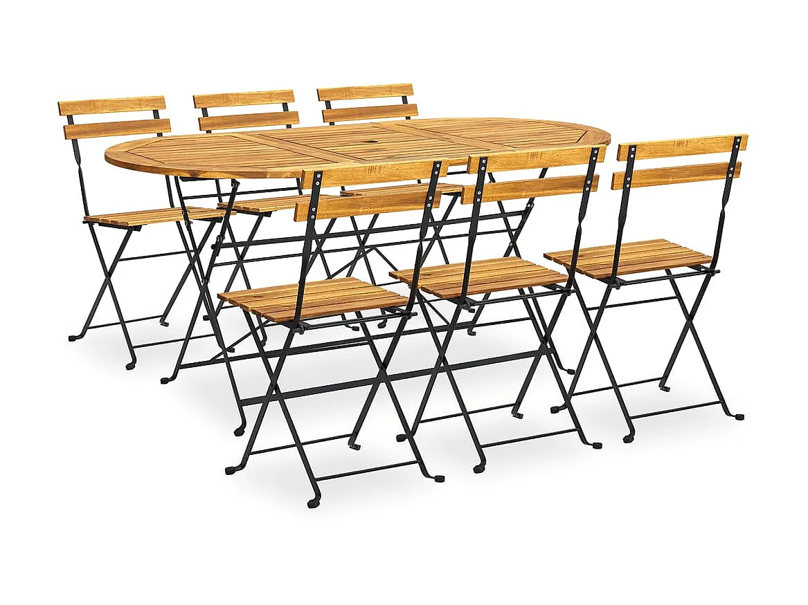 Salle à manger de jardin pliable 7 pcs Bois d'acacia solide BE91534