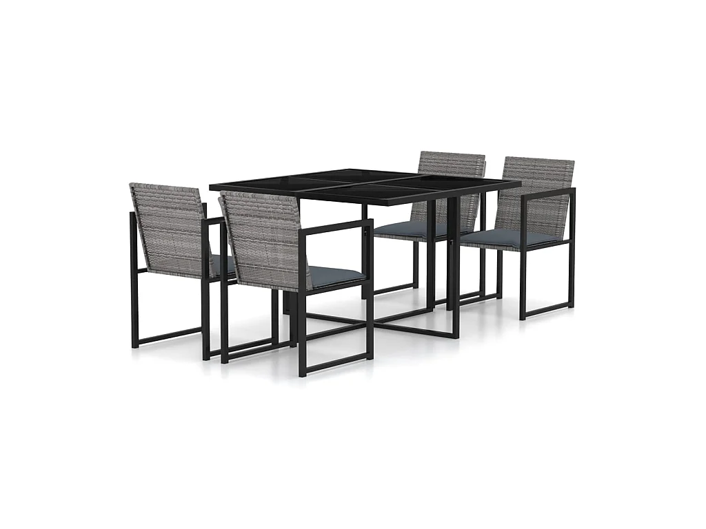 Salle à manger de jardin 5pcs et coussins résine tressée vris GFDF30753