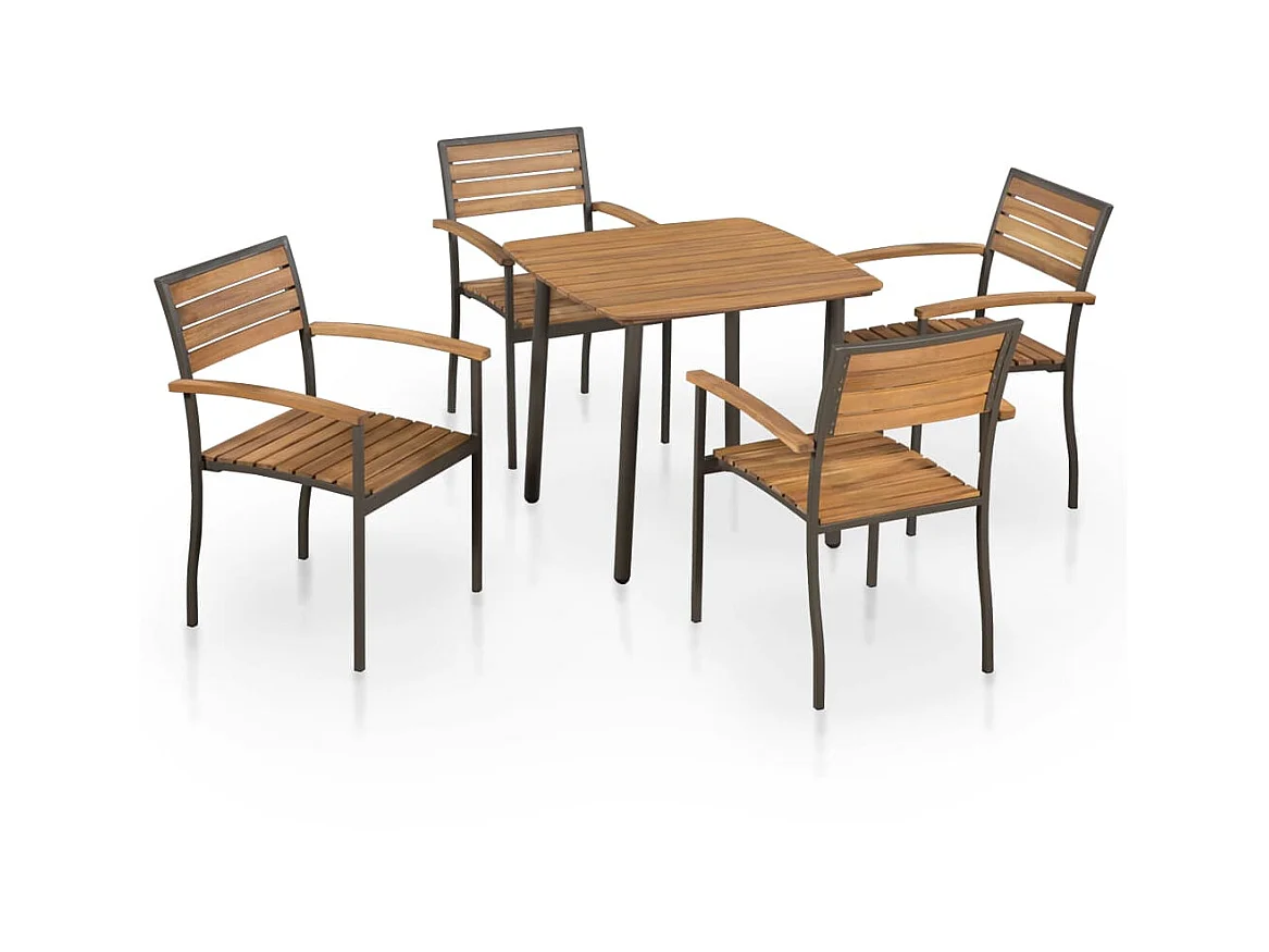 Salle à manger de jardin 5pcs Bois d'acacia solide et acier BE87037