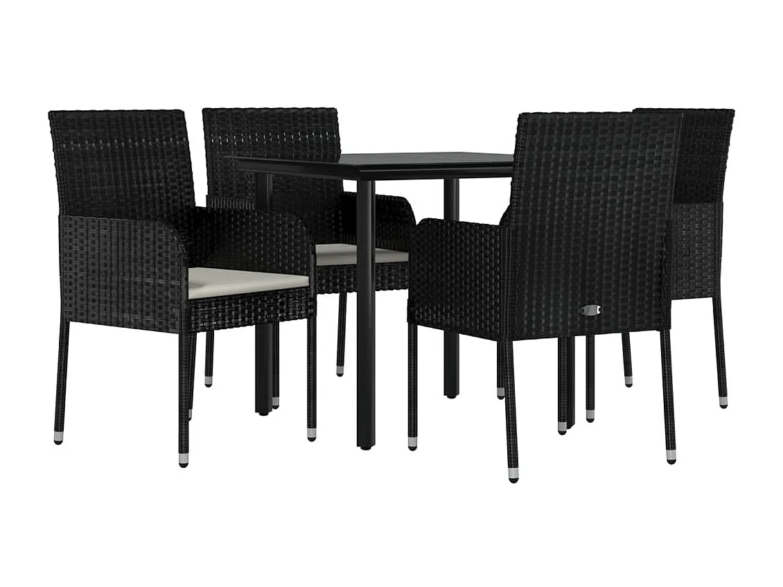 Ensemble à manger de jardin coussins 5pcs Noir Résine tressée BE52590