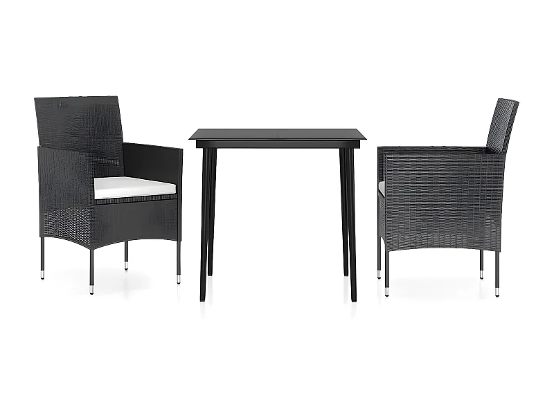 Salle à manger de jardin avec coussins 3 pcs Noir BE57396