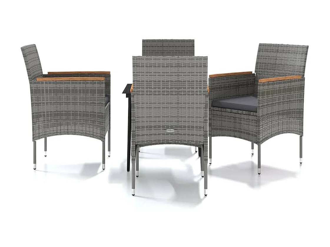 Ensemble à manger de jardin et coussins 5pcs Gris/noir BE87116