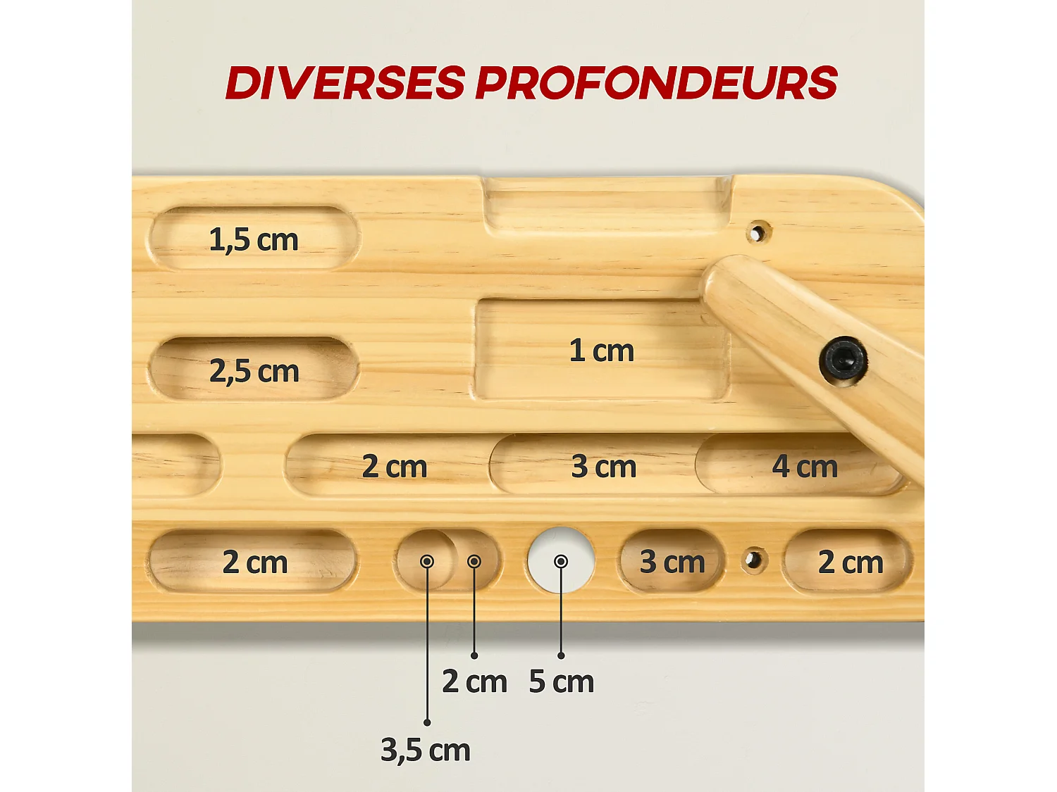 Poutre d'entrainement escalade - planche d'escalade - nombreuses différentes préhensions - bois de hêtre