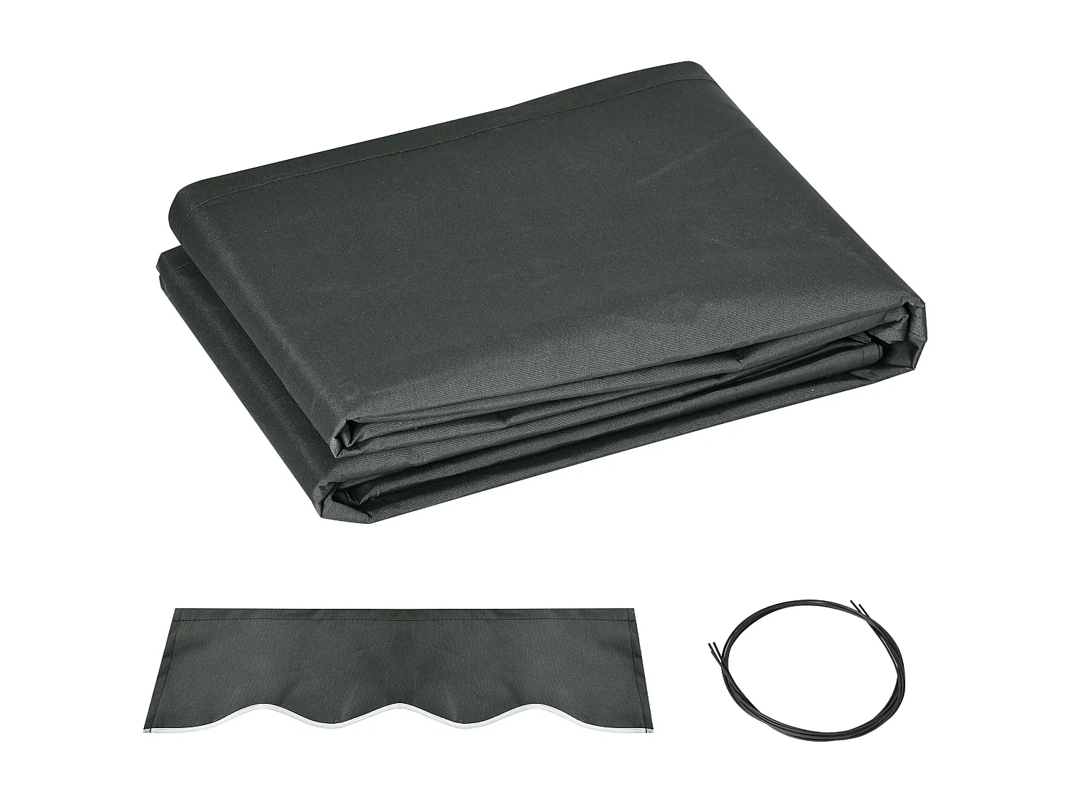 Toile de rechange store banne - lambrequin vagues douces - polyester haute densité 280 g/m² anti-UV dim. 3,82L x 2,4l (avancée) m gris