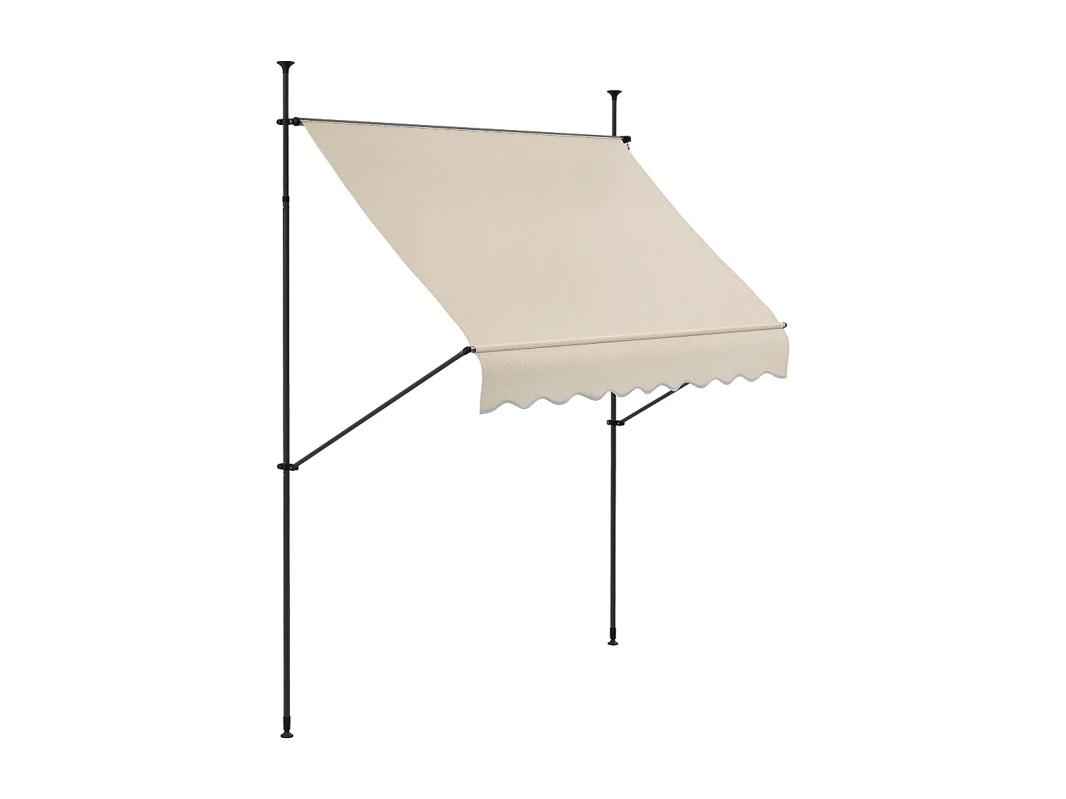 Store banne autoportant manuel rétractable 2,5L x 1,2l x 2,1-3H m inclinaison réglable métal alu polyester sable