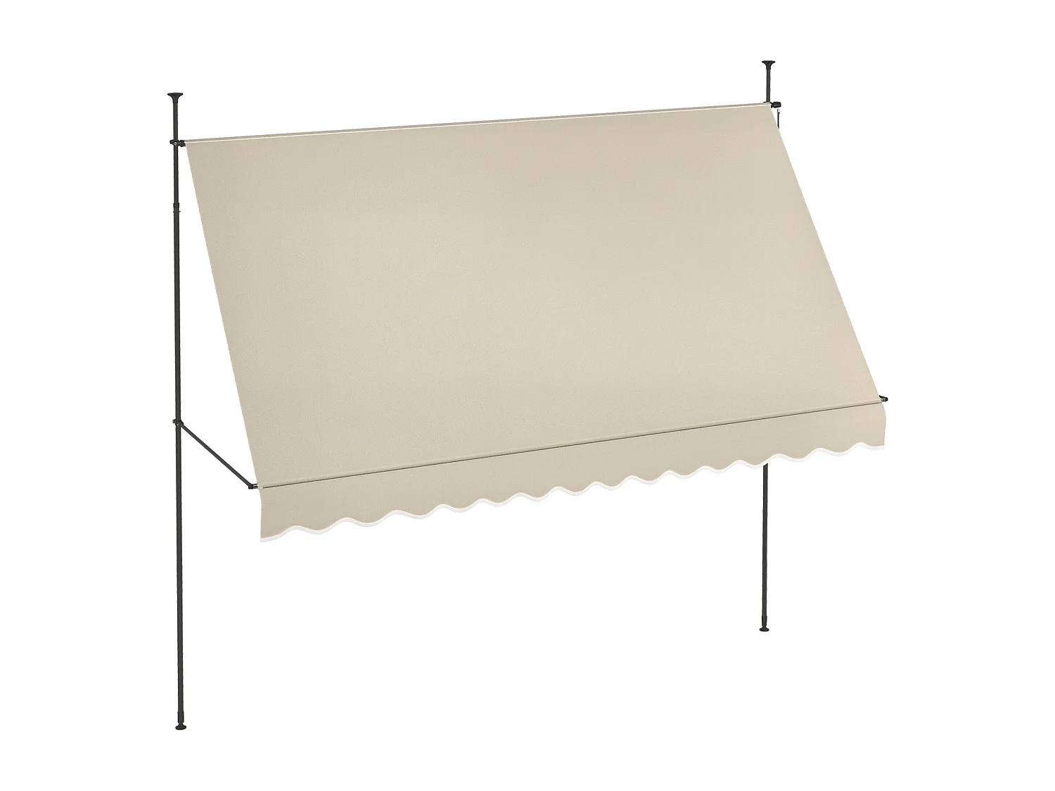 Store banne autoportant manuel rétractable 3,5L x 1,2l x 2,1-3H m inclinaison réglable métal alu polyester sable