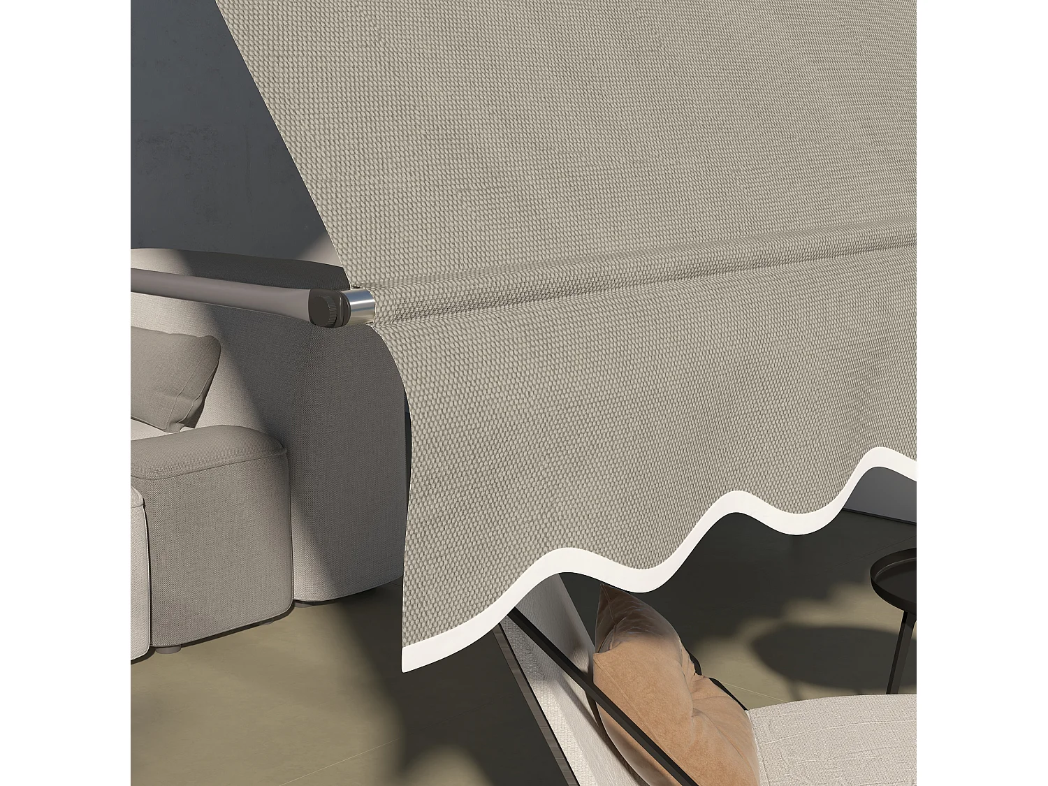 Store banne autoportant manuel rétractable 3,5L x 1,2l x 2,1-3H m inclinaison réglable métal alu polyester sable