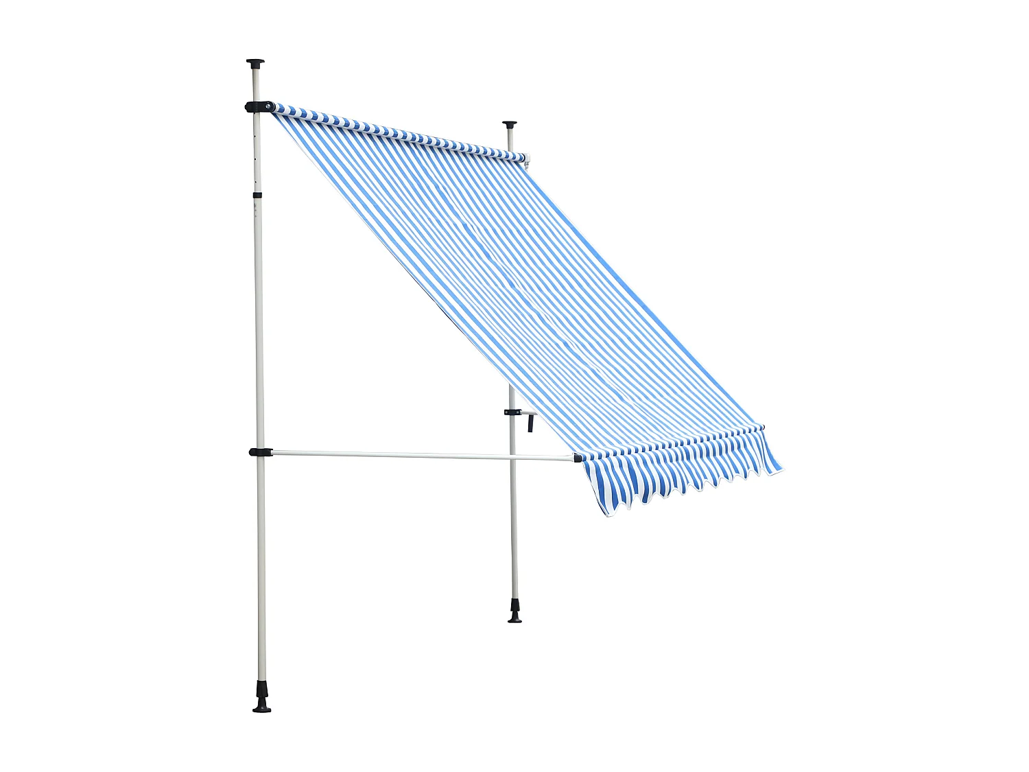 Store banne manuel rétractable 2,5L x 1,5l x 2-3H m inclinaison réglable installation rapide métal alu polyester bleu blanc rayé