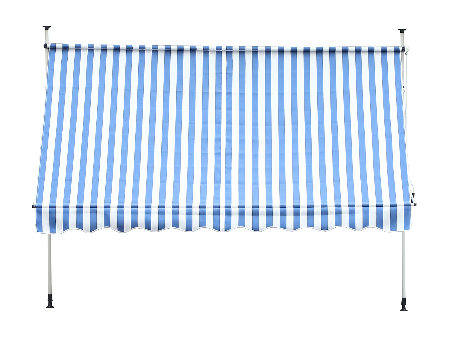 Store banne manuel rétractable 2,5L x 1,5l x 2-3H m inclinaison réglable installation rapide métal alu polyester bleu blanc rayé