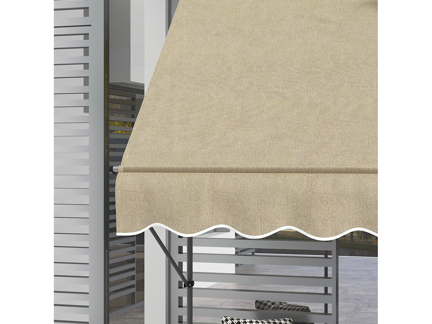 Store banne autoportant manuel rétractable 1,5L x 1,2l x 2,1-3H m inclinaison réglable métal alu polyester sable