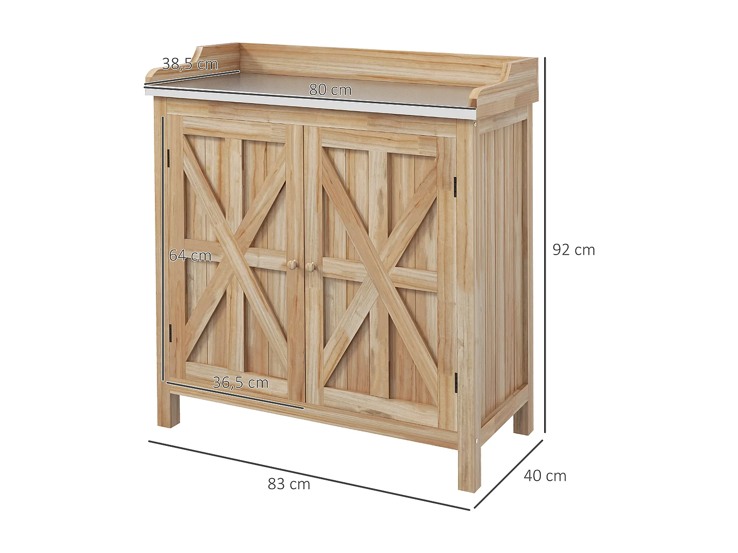 Table de rempotage armoire de jardin 2 en 1 bois sapin acier