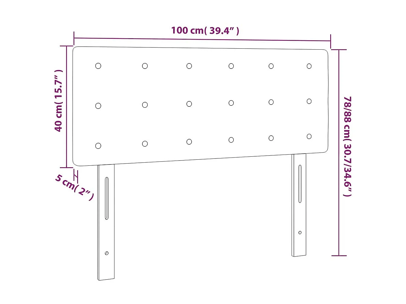Tête de lit Taupe 100x5x78/88 cm Tissu