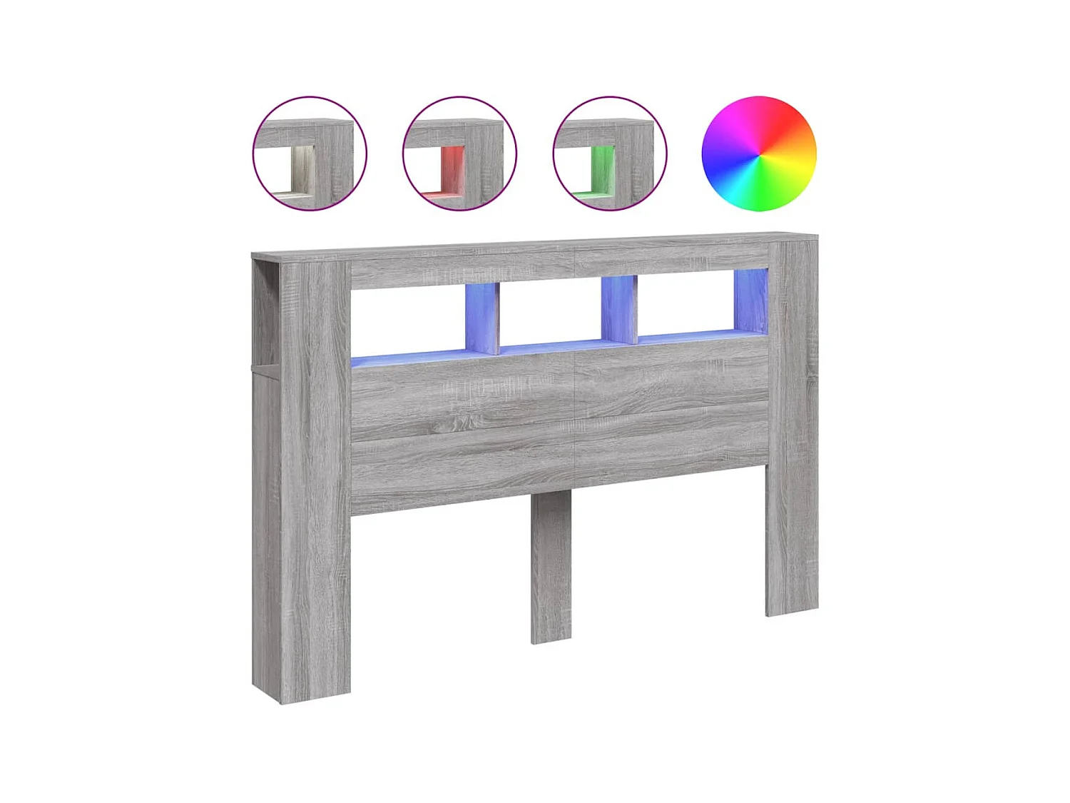 Tête de lit à LED sonoma gris 160x18,5x103,5 cm bois ingénierie