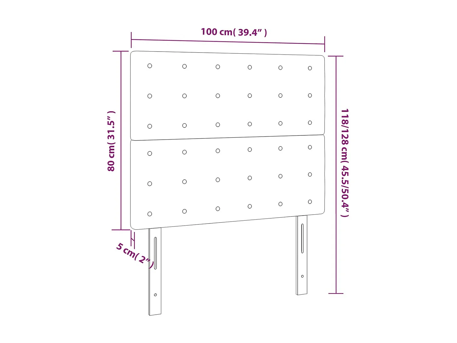 Testiere 2 pz Tessuto Nero 100x5x78/88 cm