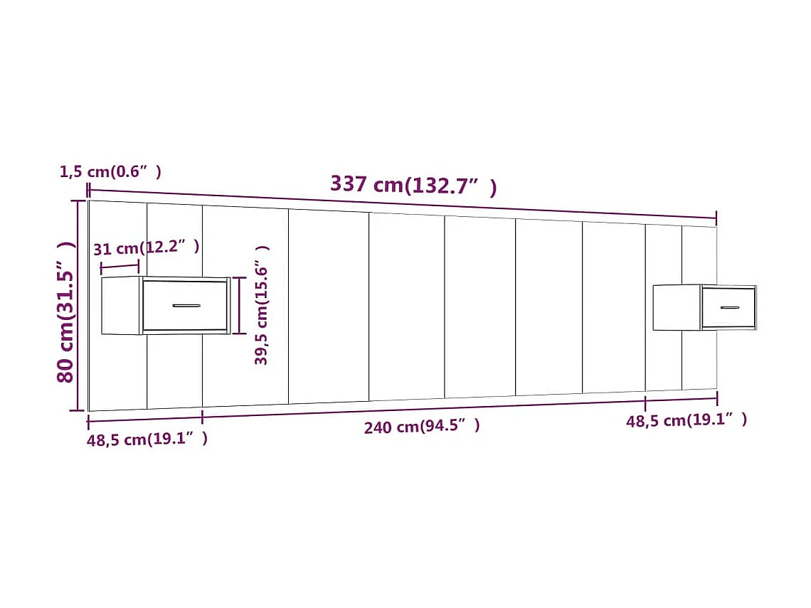Cabecero con armarios Roble Sonoma Madera contrachapada