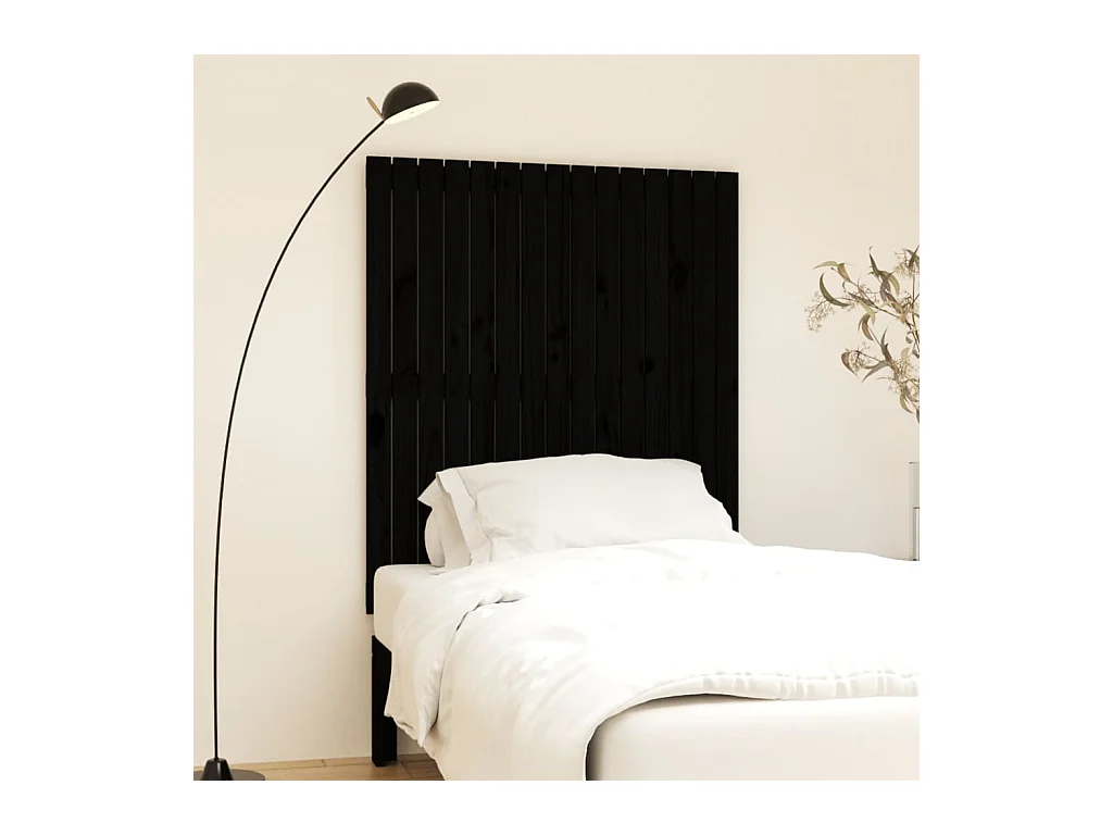 Tête de lit murale Noir 95,5x3x110 cm Bois massif de pin