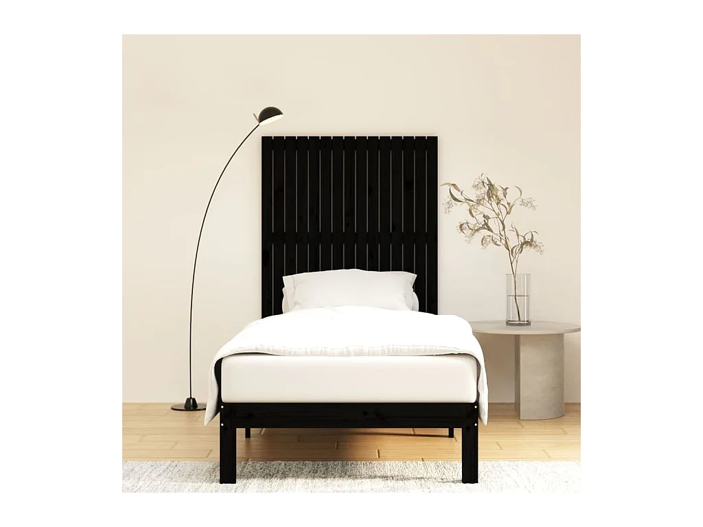 Tête de lit murale Noir 95,5x3x110 cm Bois massif de pin