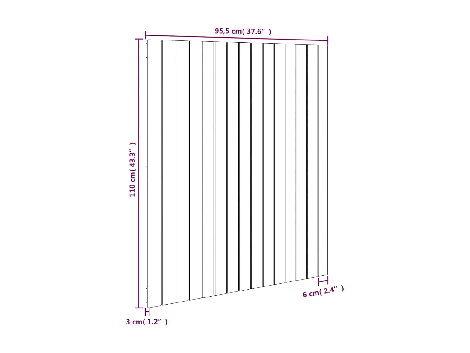 Tête de lit murale Noir 95,5x3x110 cm Bois massif de pin